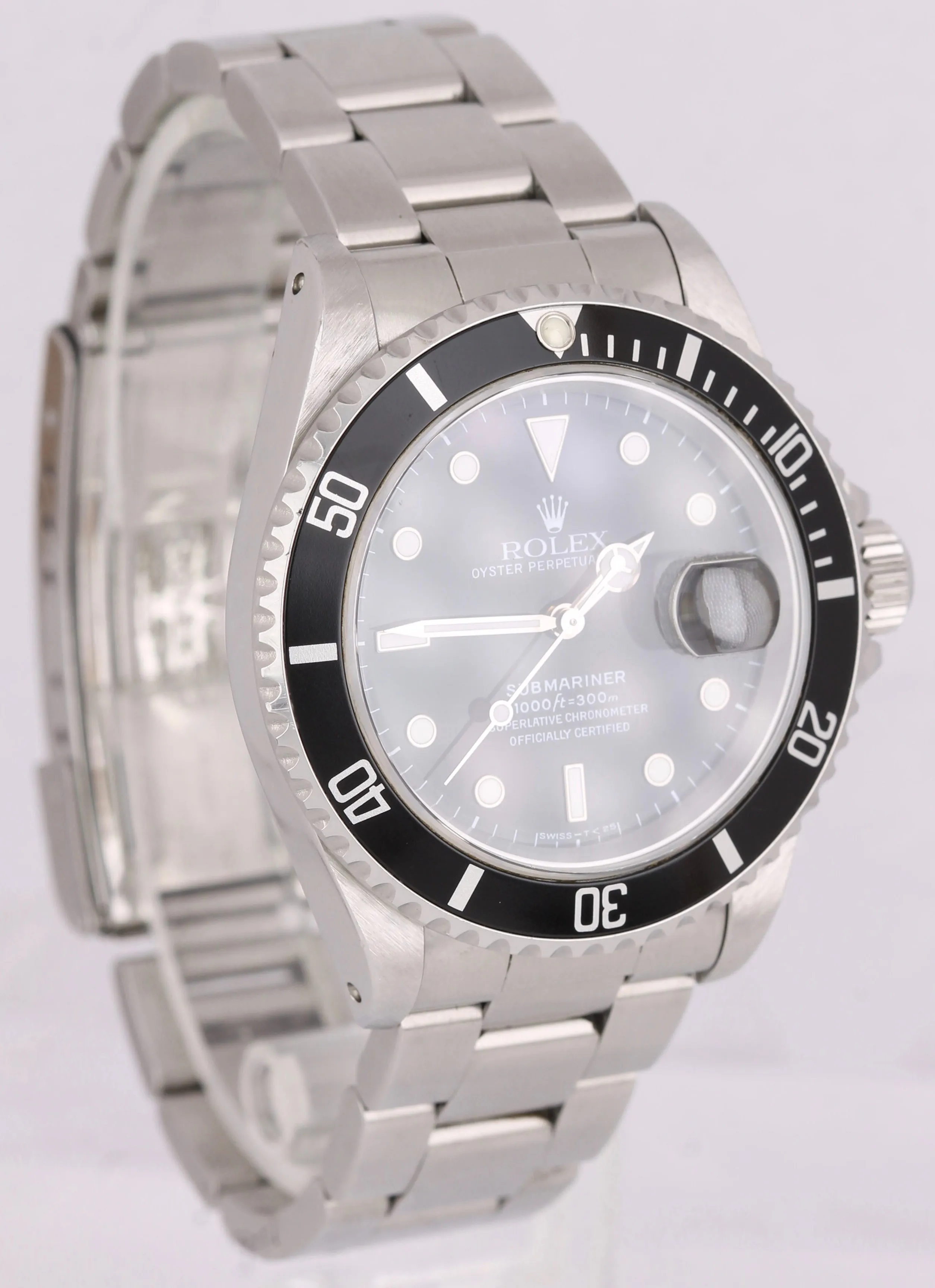 UNPOLISHED 1996 Rolex Submariner Date Stainless Steel 40mm Dive Watch 16610 B P