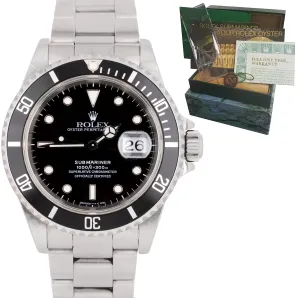 UNPOLISHED 1996 Rolex Submariner Date Stainless Steel 40mm Dive Watch 16610 B P