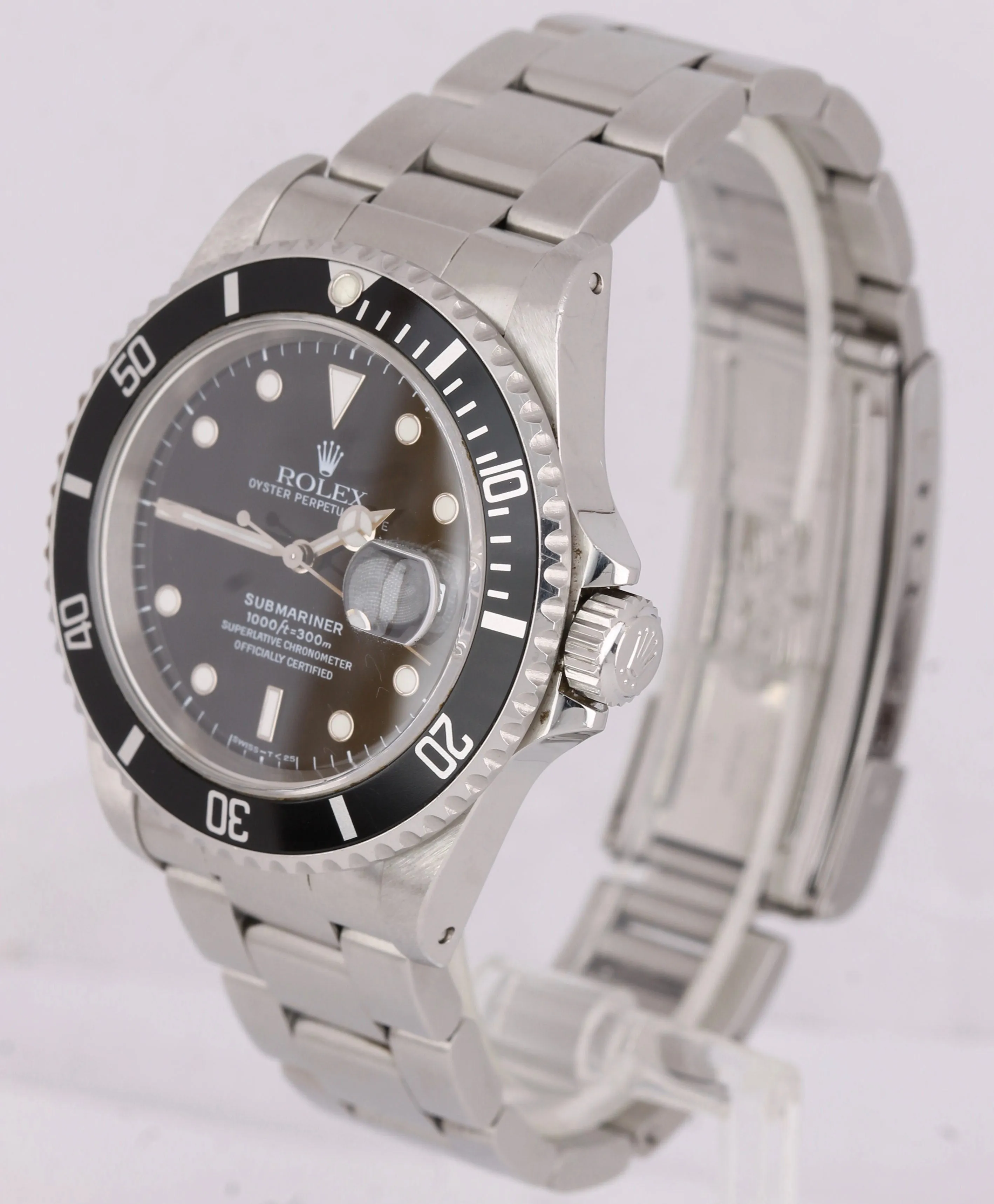 UNPOLISHED 1996 Rolex Submariner Date Stainless Steel 40mm Dive Watch 16610 B P