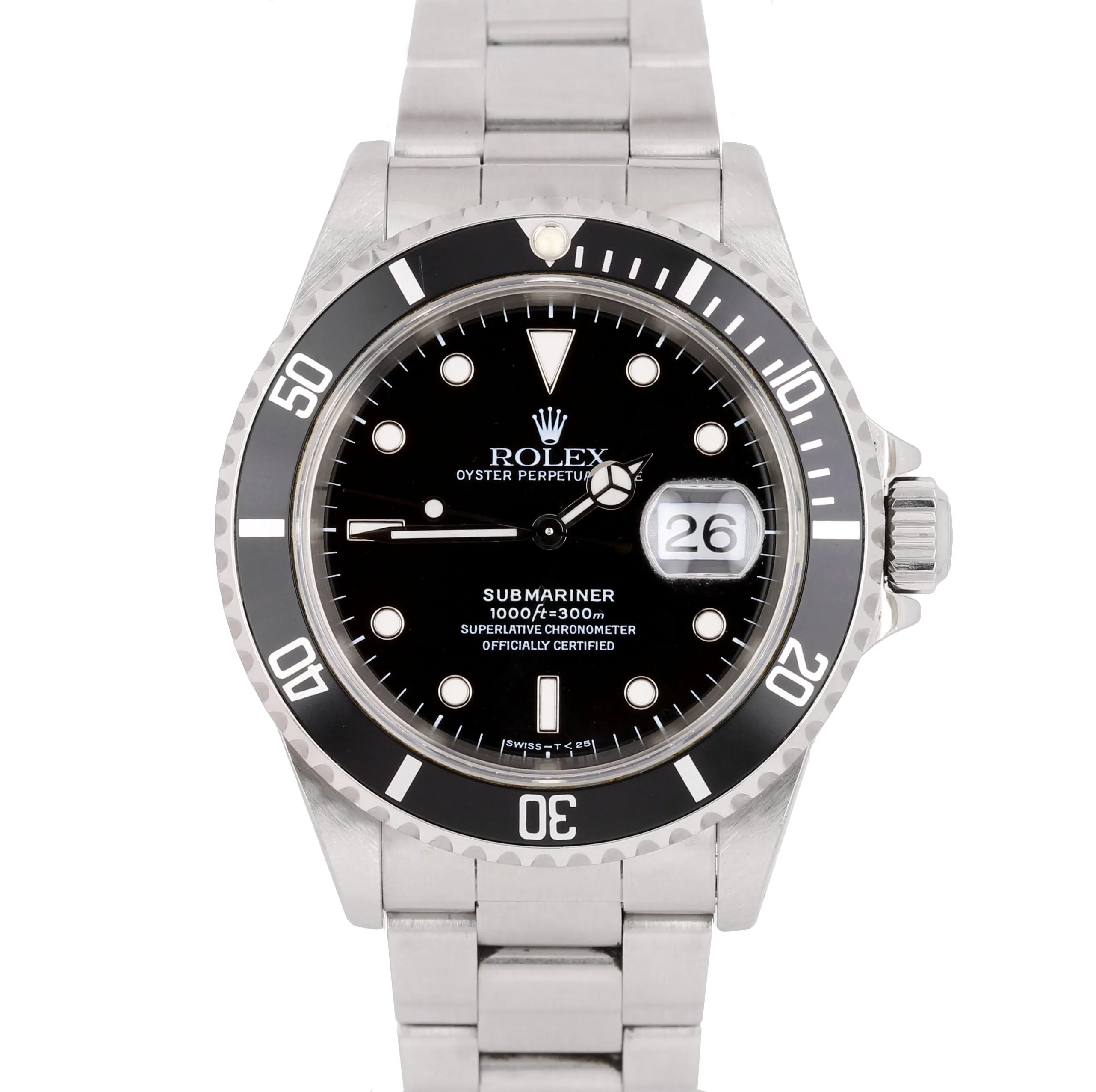 UNPOLISHED 1996 Rolex Submariner Date Stainless Steel 40mm Dive Watch 16610 B P