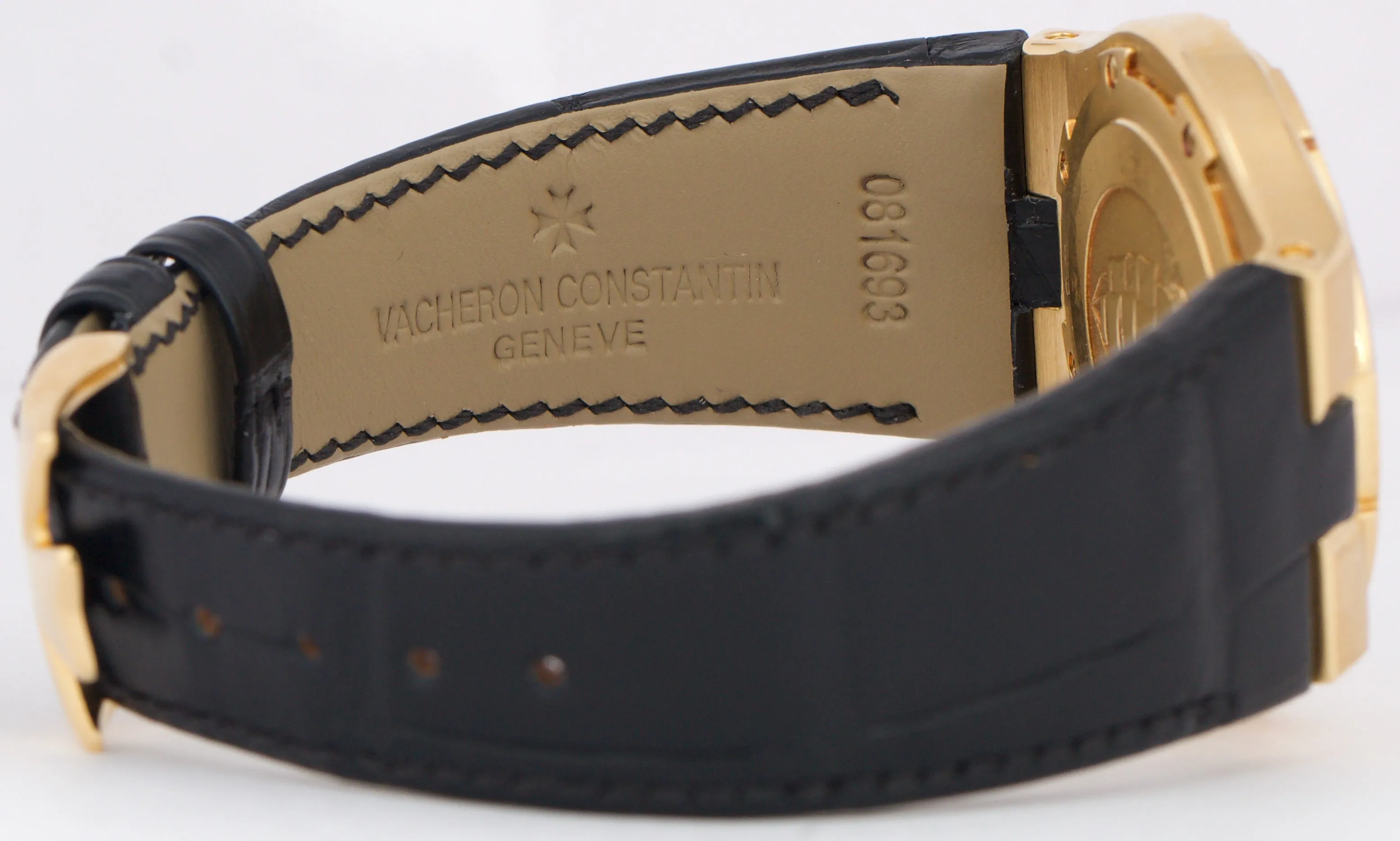 Vacheron Constantin Overseas 37mm WHITE 18K Yellow Gold Leather Watch 42042