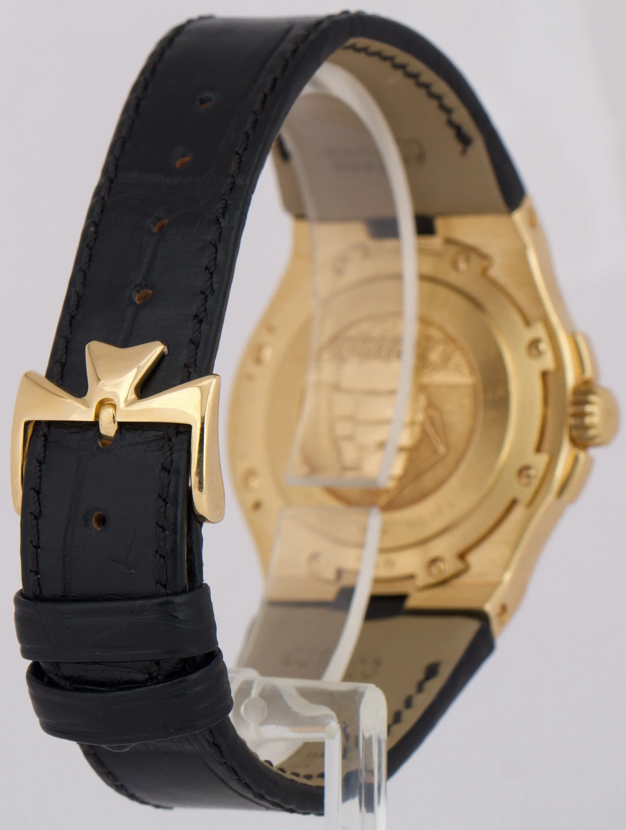 Vacheron Constantin Overseas 37mm WHITE 18K Yellow Gold Leather Watch 42042