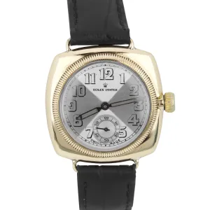 Vintage 1933 Rolex Oyster Solid 9K Yellow Gold Silver 'Bowtie' Dial Watch 678