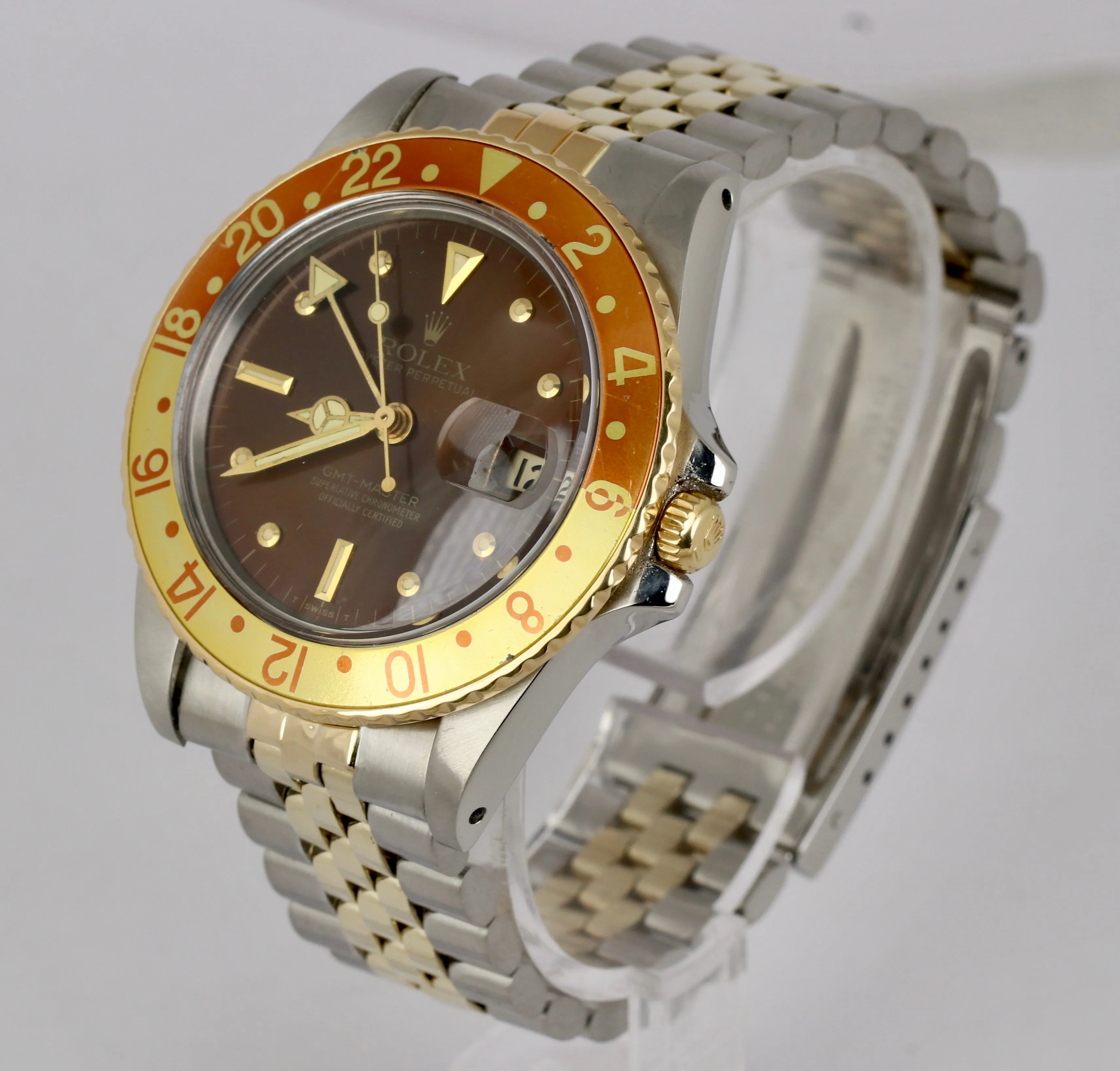 Vintage 1983 Rolex GMT-Master 16753 Brown Nipple Two-Tone Gold Jubilee 40mm