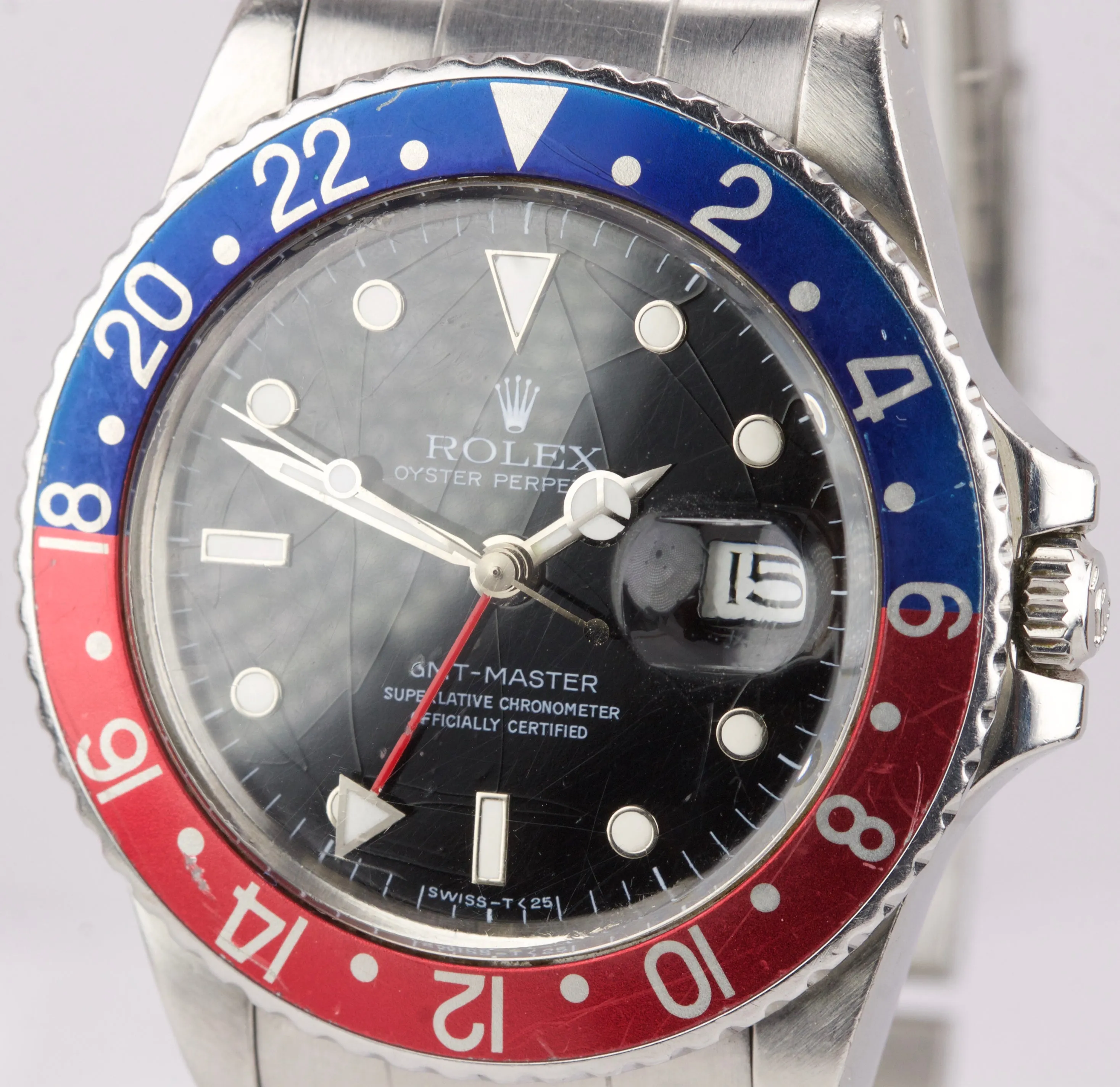 Vintage 1984 Rolex GMT-Master Pepsi 16750 SPIDER DIAL Stainless Black 40mm Watch