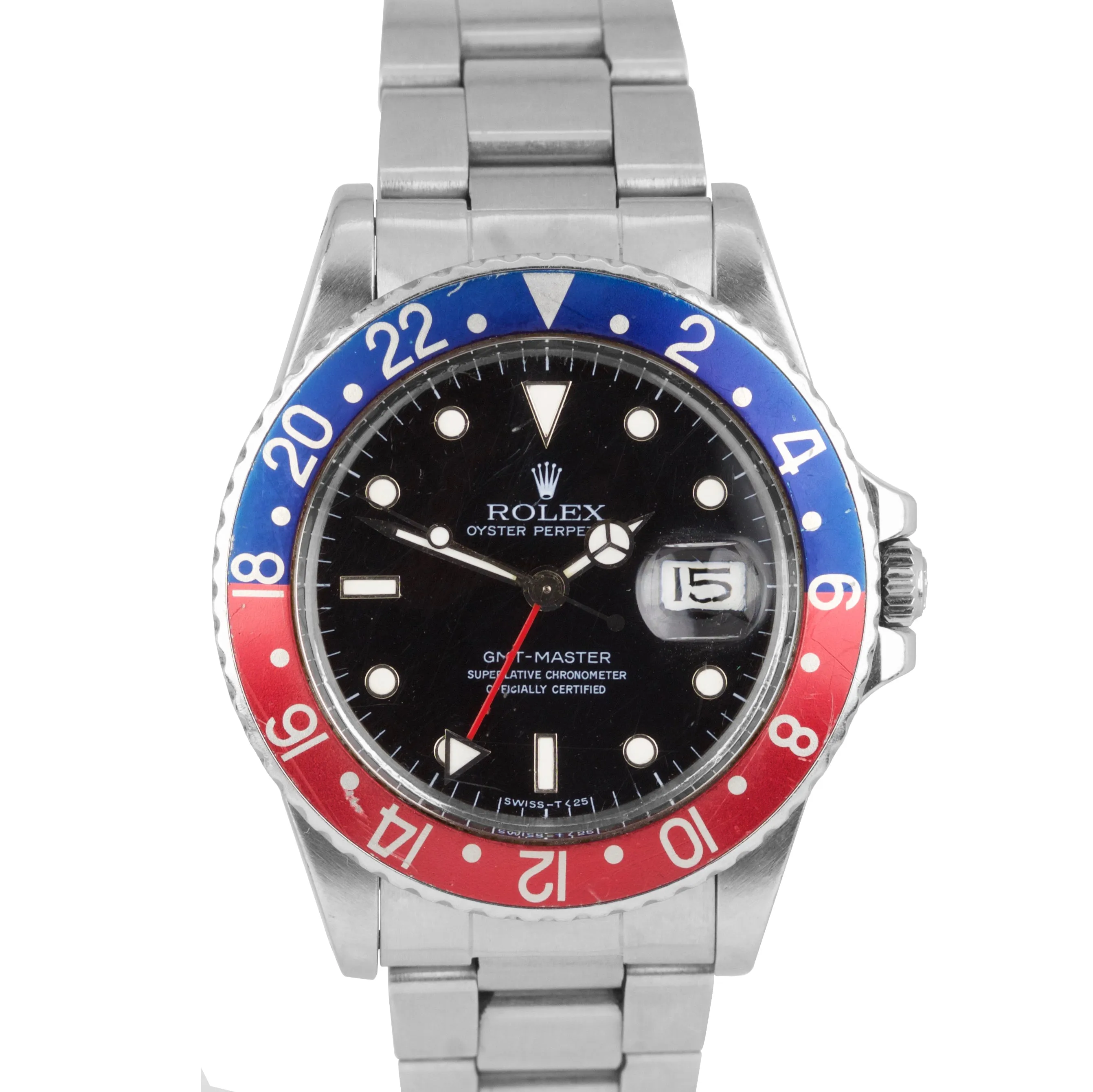 Vintage 1984 Rolex GMT-Master Pepsi 16750 SPIDER DIAL Stainless Black 40mm Watch
