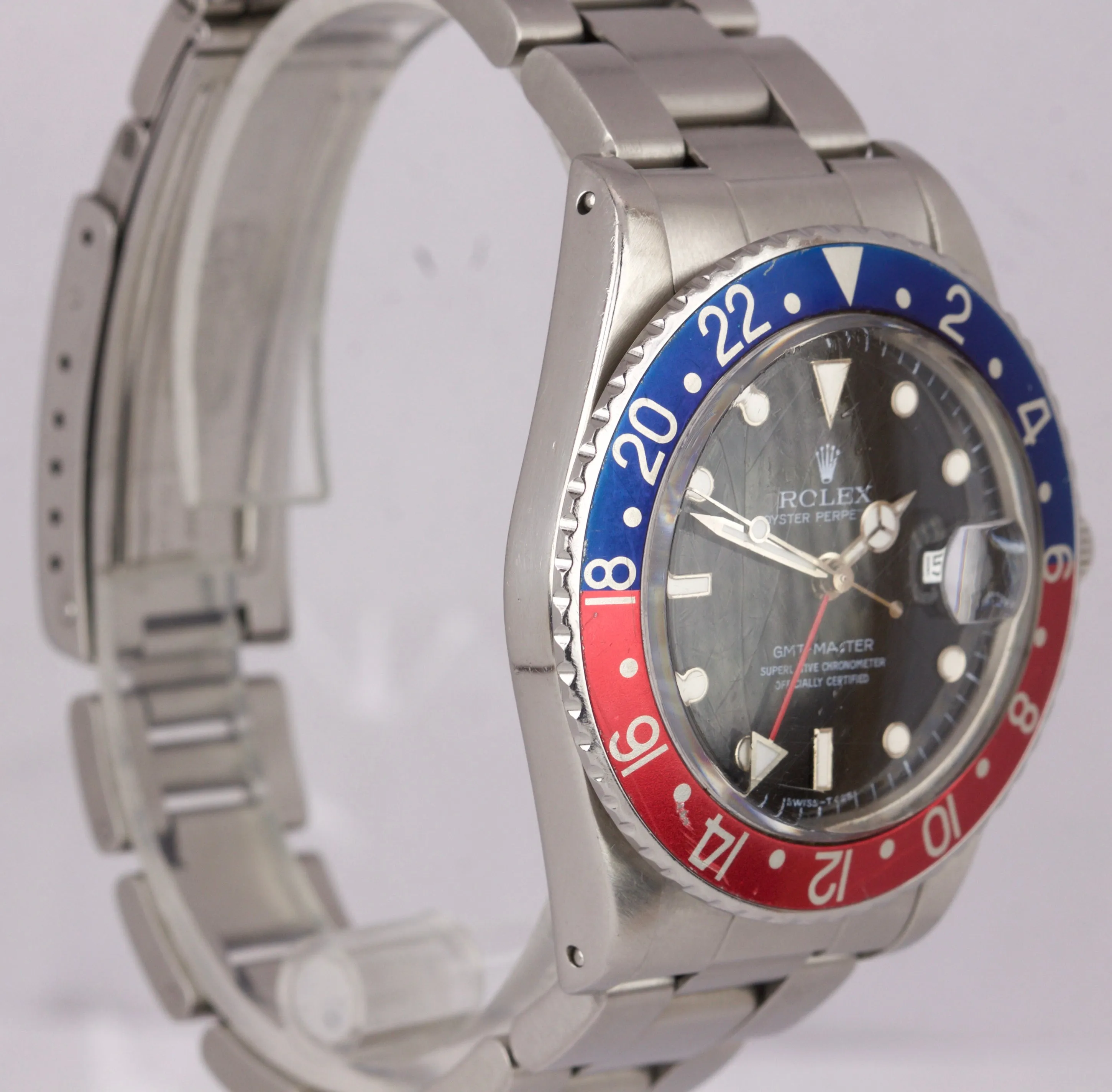 Vintage 1984 Rolex GMT-Master Pepsi 16750 SPIDER DIAL Stainless Black 40mm Watch