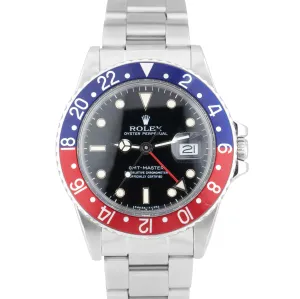 Vintage 1984 Rolex GMT-Master Pepsi Black Patina Glossy Spider Dial Watch 16750