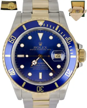Vintage 1987 Rolex Submariner 16803 Two-Tone 18K Gold Stainless Blue 40mm Dive