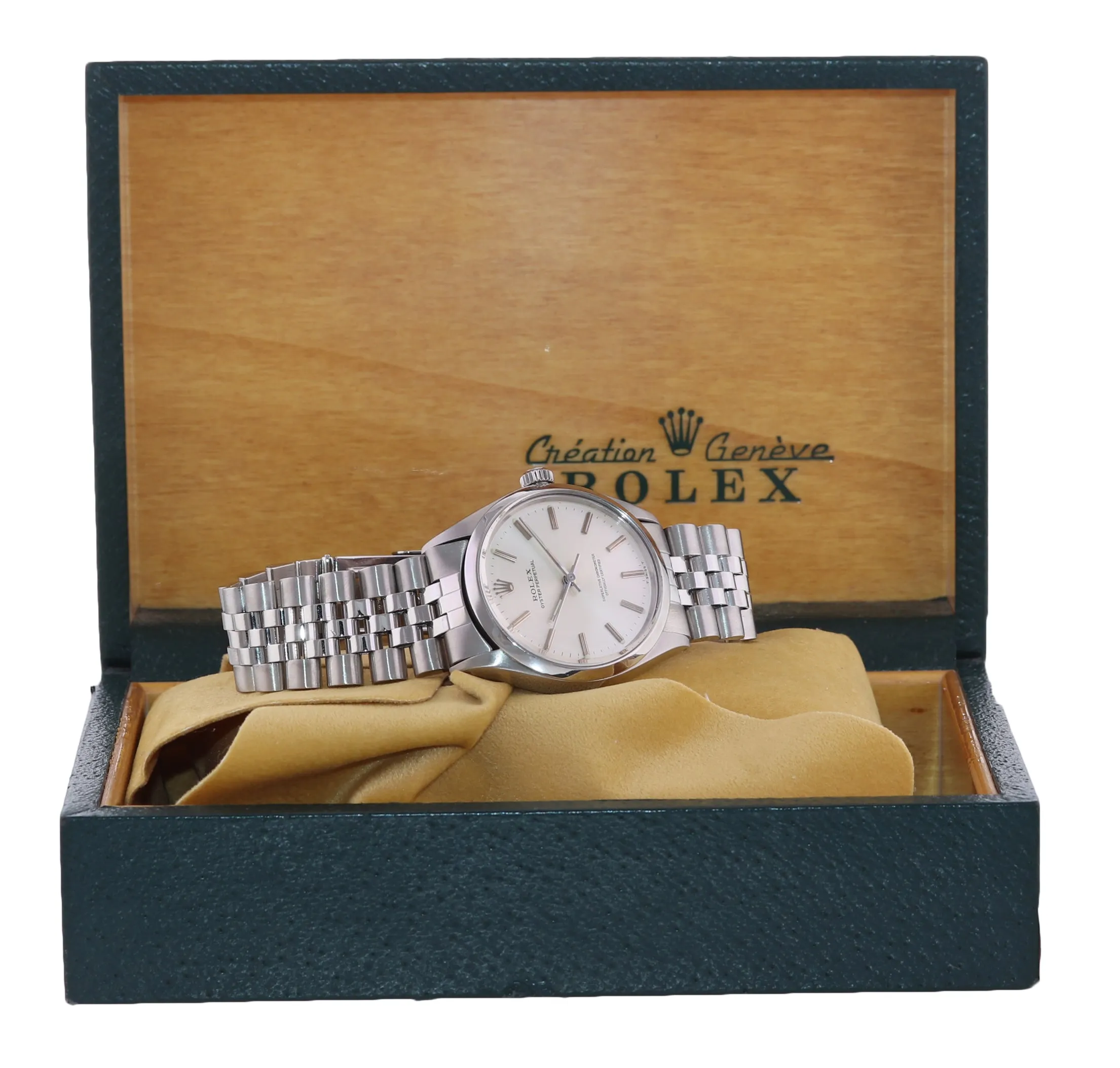 Vintage Rolex Oyster Perpetual Silver 34mm 1002 Stainless Steel Jubilee Watch