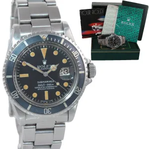 VINTAGE Rolex Submariner 1680 Submariner Original Patina 5 mil serial Watch Box