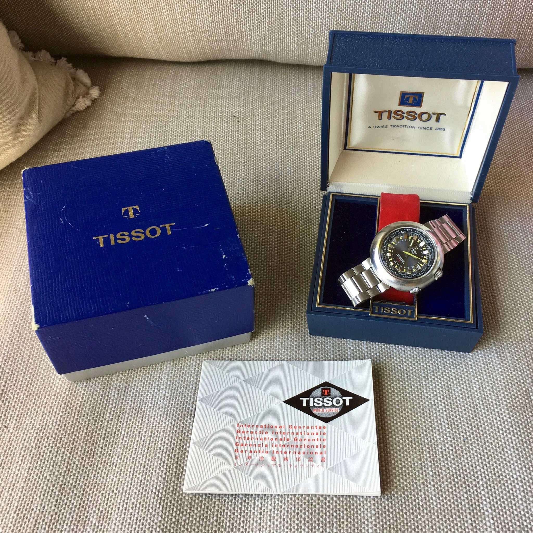 Vintage Tissot Navigator T12 Compressor 788 Automatic 44mm Wristwatch Box Papers