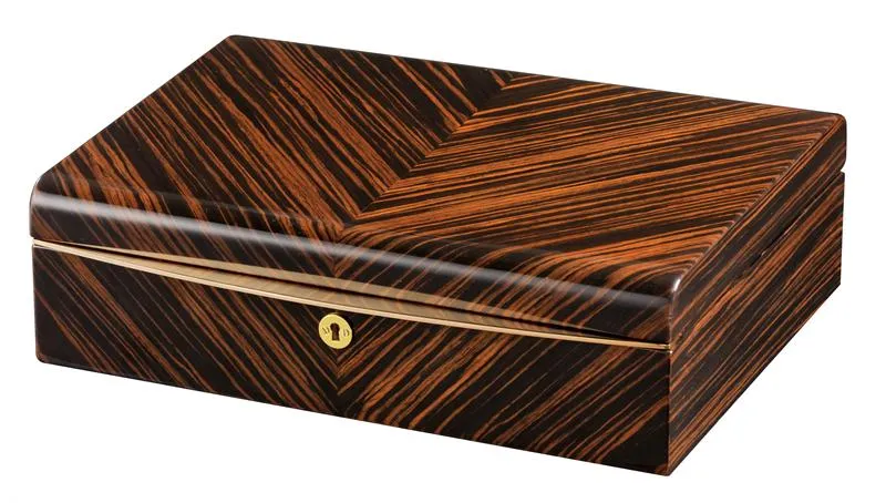 Volta Ebony Wood 10 Watch Case with Gold Accents (Black Leather Interior)