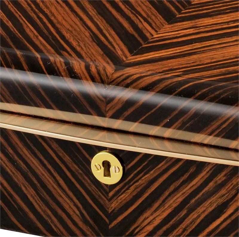 Volta Ebony Wood 10 Watch Case with Gold Accents (Black Leather Interior)