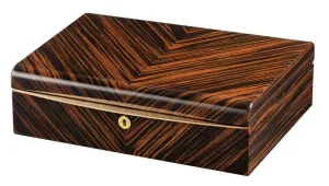 Volta Ebony Wood 10 Watch Case with Gold Accents (Black Leather Interior)