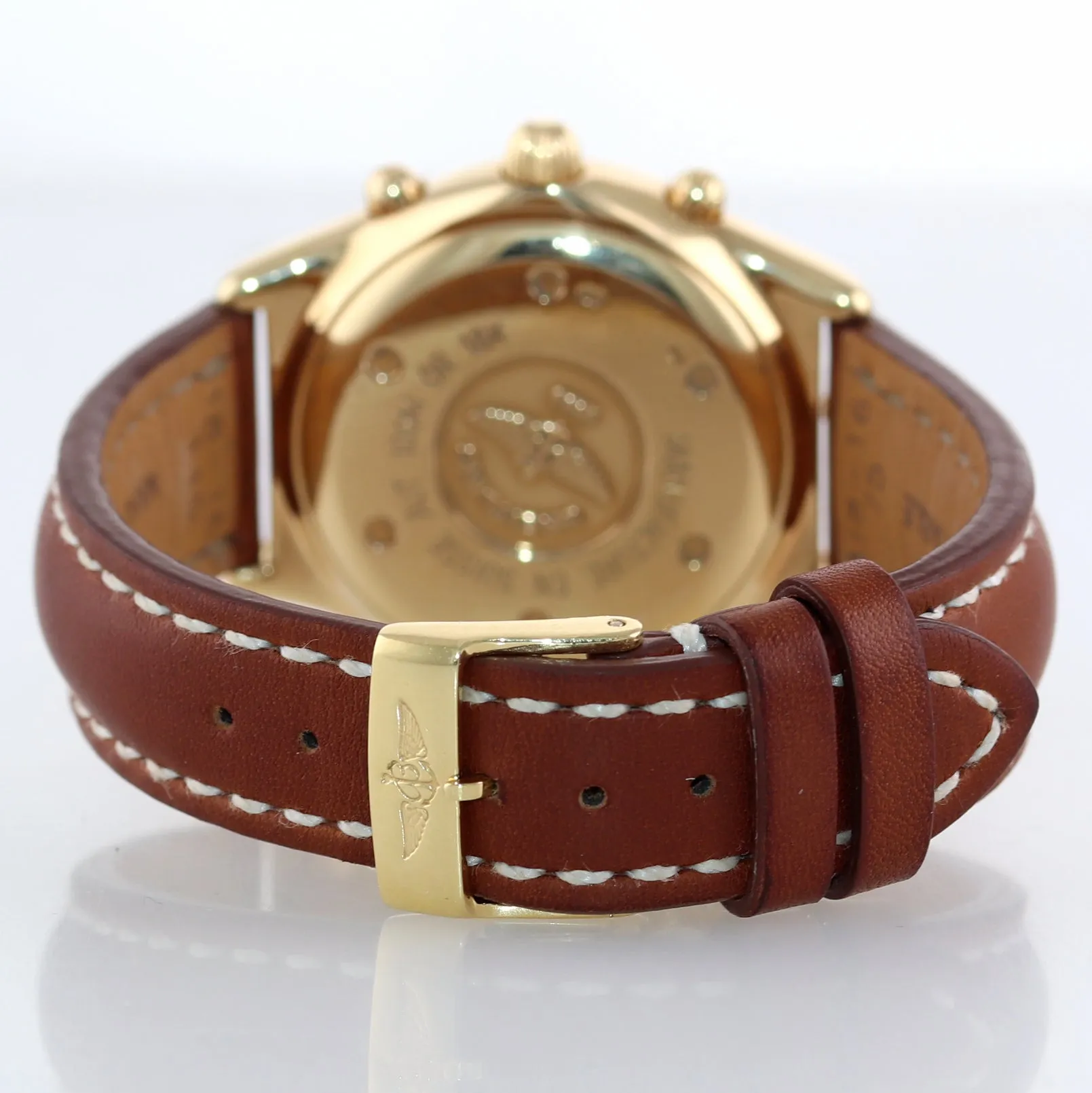 VTG Breitling Chronograph Cockpit White K30012 18k Yellow Gold 37mm Date Watch