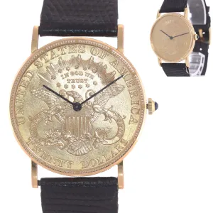 VTG Corum $20 American Eagle 22k Yellow Gold Coin 18k 35mm Manual Wind Watch