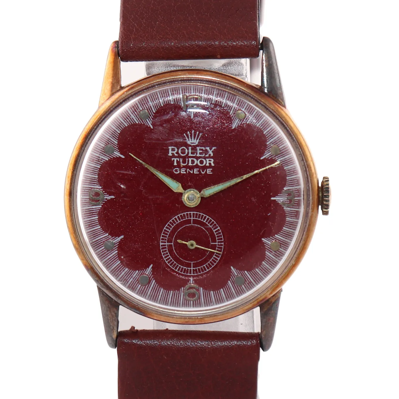 VTG Tudor 826 Manual Wind Up Red Steel Gold Tone 33mm Watch