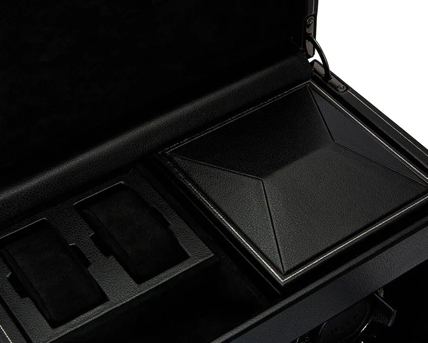 WOLF British Racing Double Watch Winder with Storage - Black
