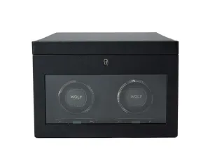 WOLF British Racing Double Watch Winder with Storage - Black