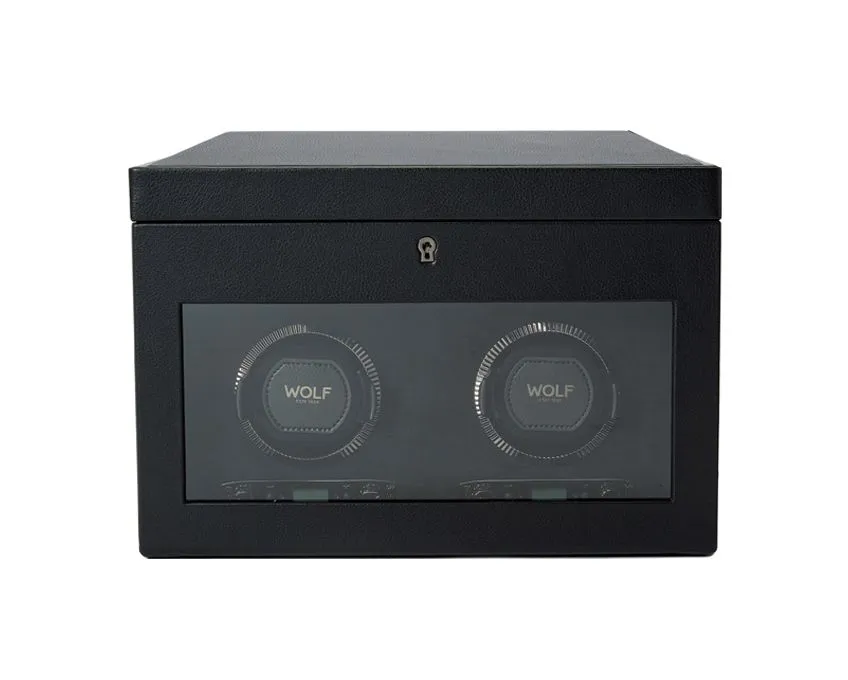 WOLF British Racing Double Watch Winder with Storage - Black