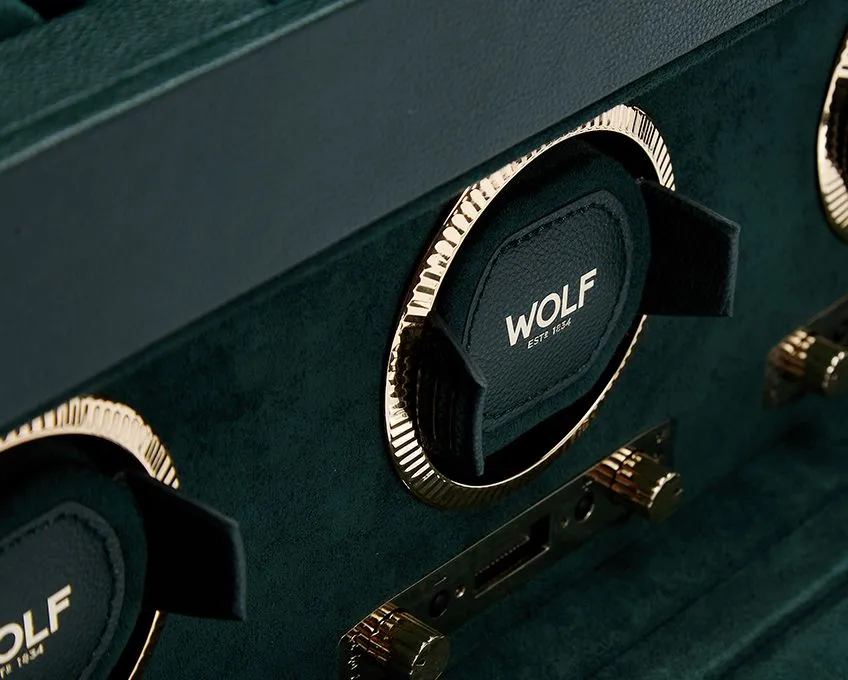 WOLF British Racing Triple Watch Winder with Storage - Green