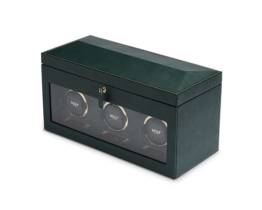 WOLF British Racing Triple Watch Winder with Storage - Green