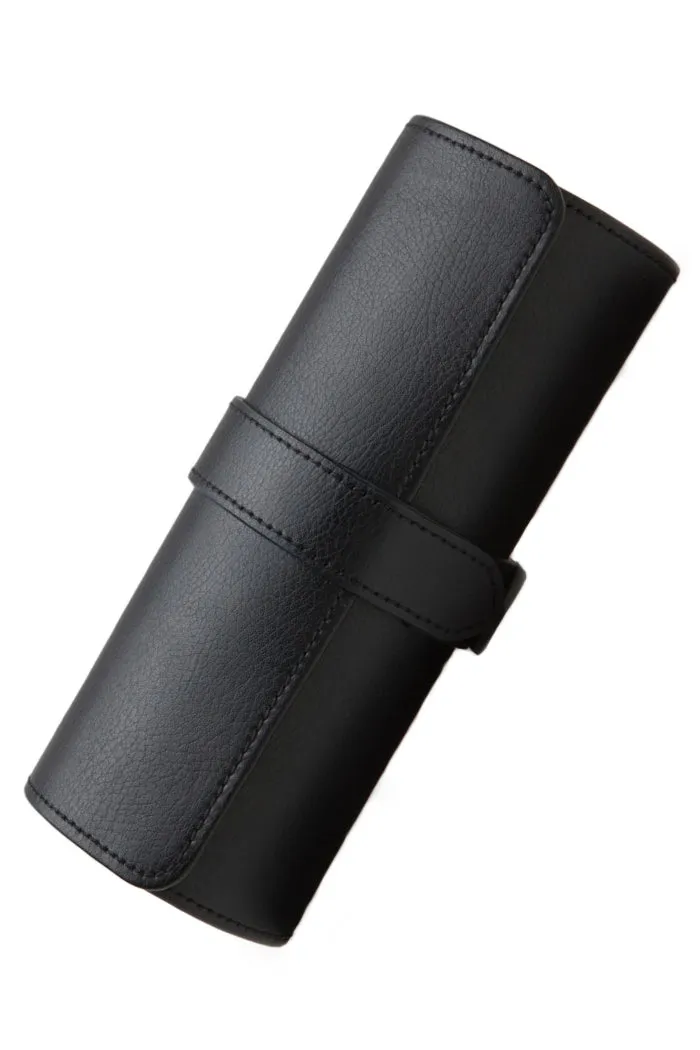 WOLF HERITAGE Large Vegan Leather Watch Roll in BLACK / PURPLE