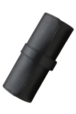 WOLF HERITAGE Large Vegan Leather Watch Roll in BLACK / PURPLE