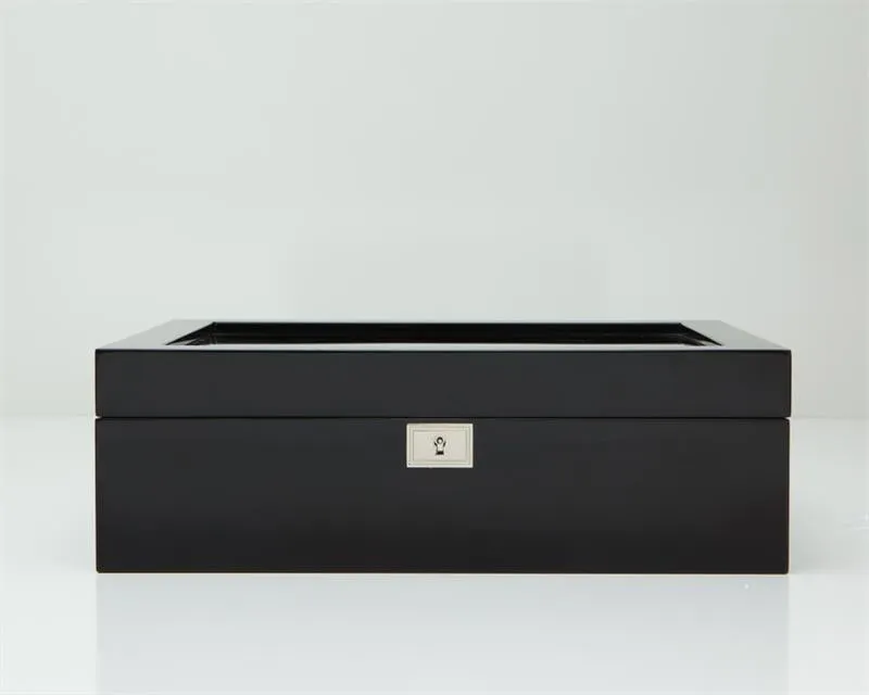 WOLF Savoy 10 Piece See Through Top Watch Box Case Piano Black