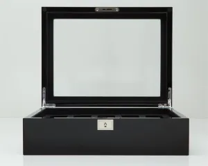 WOLF Savoy 10 Piece See Through Top Watch Box Case Piano Black