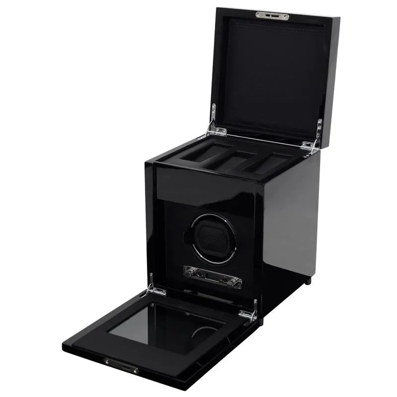 WOLF Savoy Single Watch Winder with Storage - Black