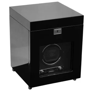 WOLF Savoy Single Watch Winder with Storage - Black