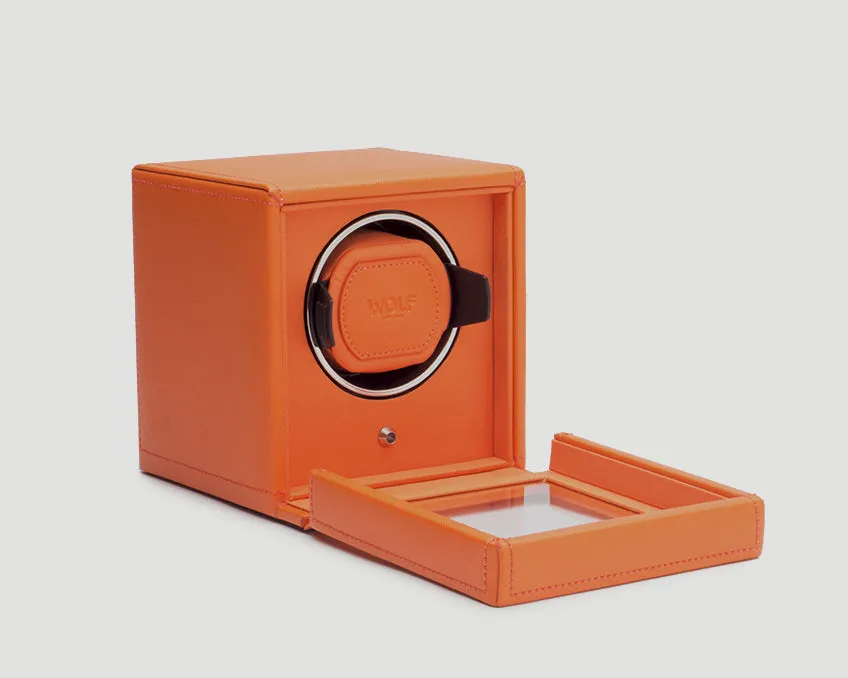 WOLF Single Cub Watch Winder with Cover - Orange