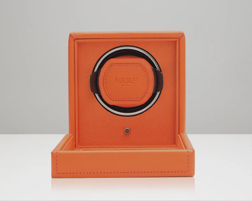 WOLF Single Cub Watch Winder with Cover - Orange